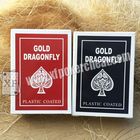 Cartões de jogo revestidos plásticos da libélula do ouro com índice de 2 Regular